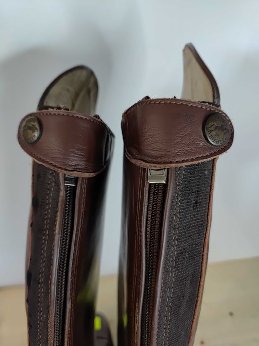 403.39. Brązowe oficerki, Felix Buhler Milano, roz: 39 Tight łyd: 37cm