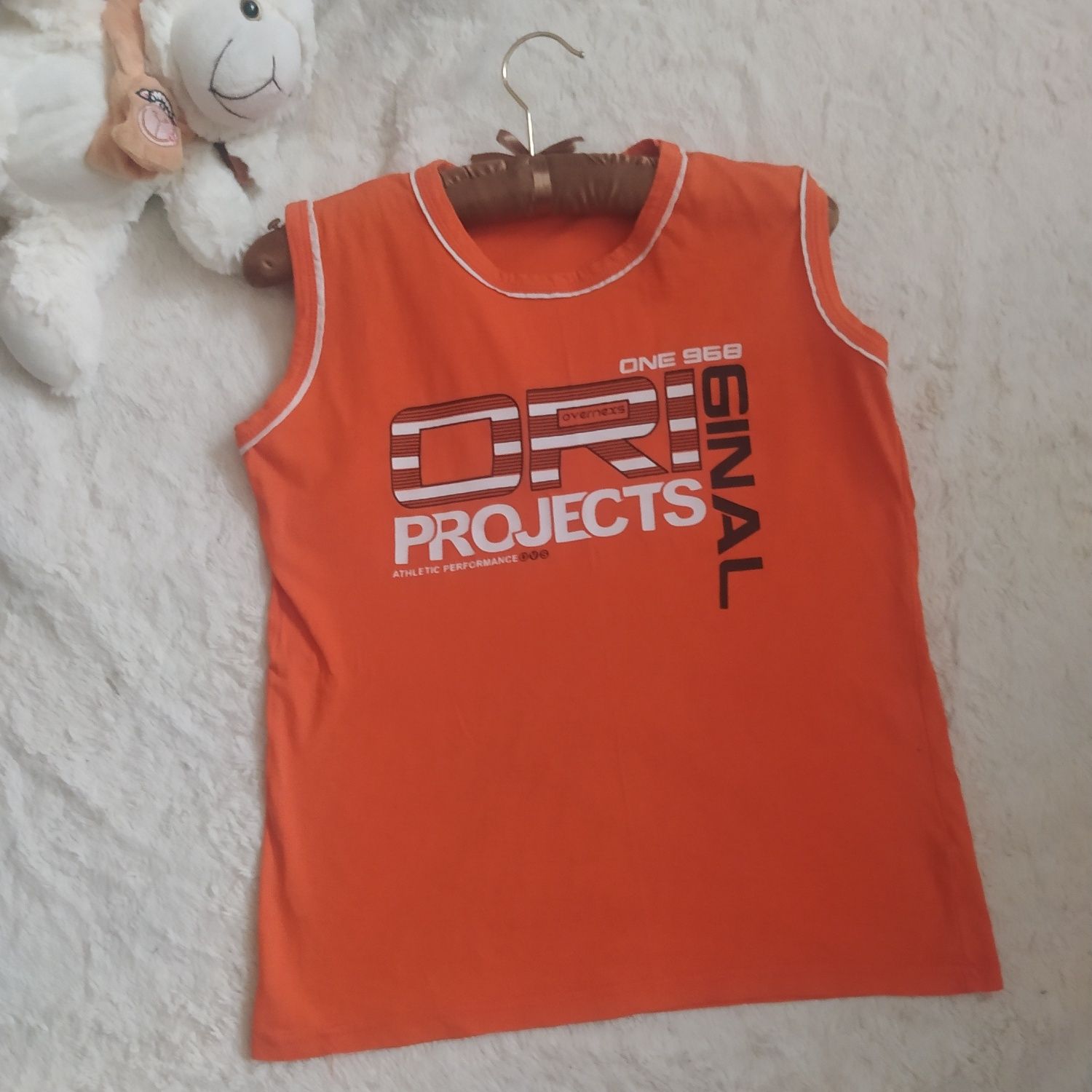 Vintage koszulka CETIN Tekstil obszycia pomarańczowa napisy bawełna