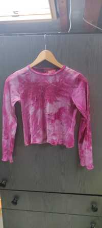 Prześwitująca koszulka siatka różowa brokatowa mesh top tie dye altern
