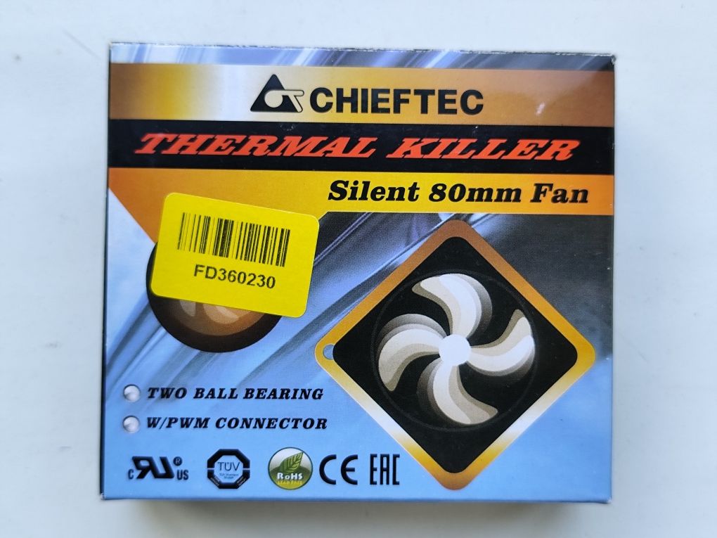 Вентилятор 80 мм, Chieftec AF-0825PWM, 2700 об/мин, 35 Дб