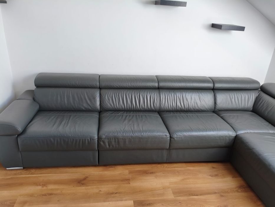 Etap Sofa / Skóra naturalna / ciemny szary grafit / Skórzany narożnik