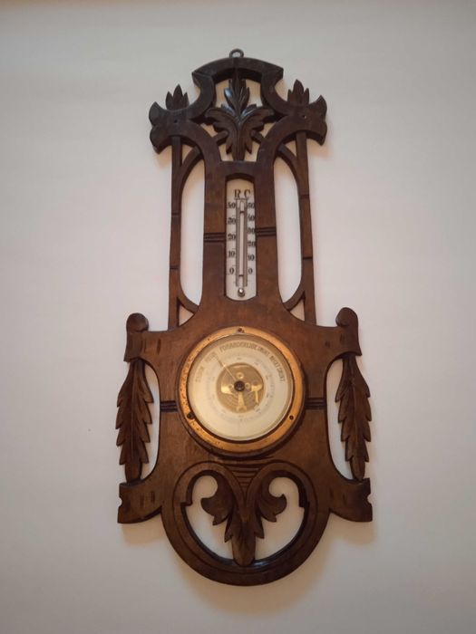 Stary secesyjny barometr z termometrem stacja pogody