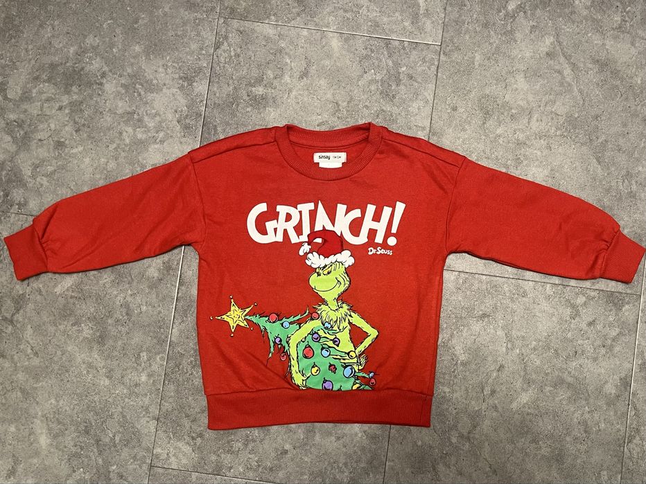 Czerwona bluza Grinch Sinsay rozmiar 104