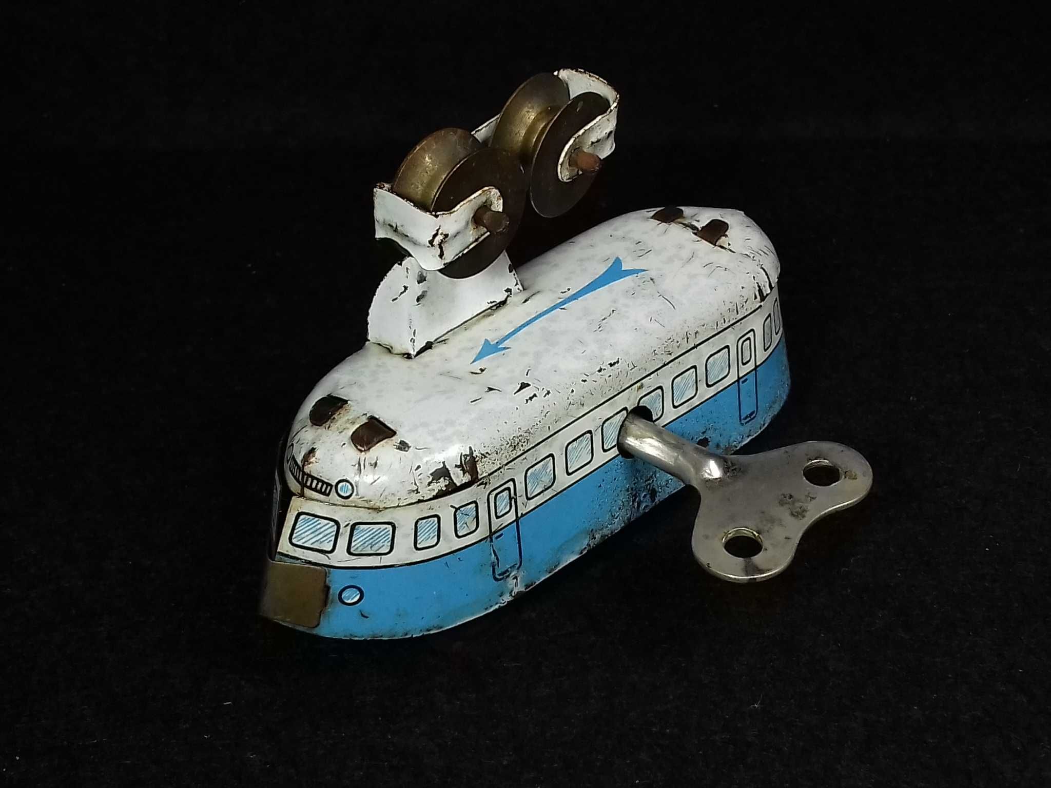 Tin Toy - Elétrico de corda antigo, com chave