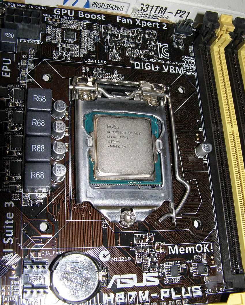 Asus H87M-Plus Socket 1150 DDR3 с 4-ядерн. проц. Core i5 4670 3.40 GHz