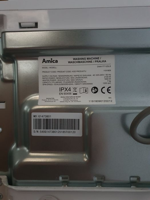 Pralka amica DWA1T712DLS sprzedam części
