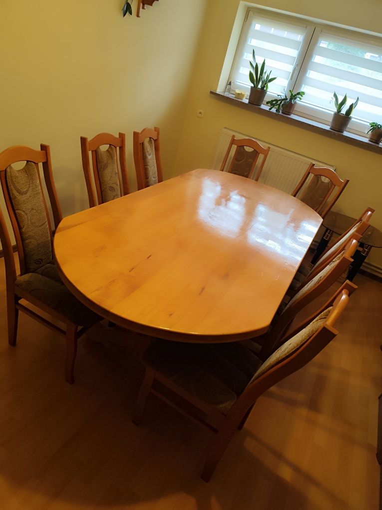 Stół drewniany Solidny + 12 krzeseł