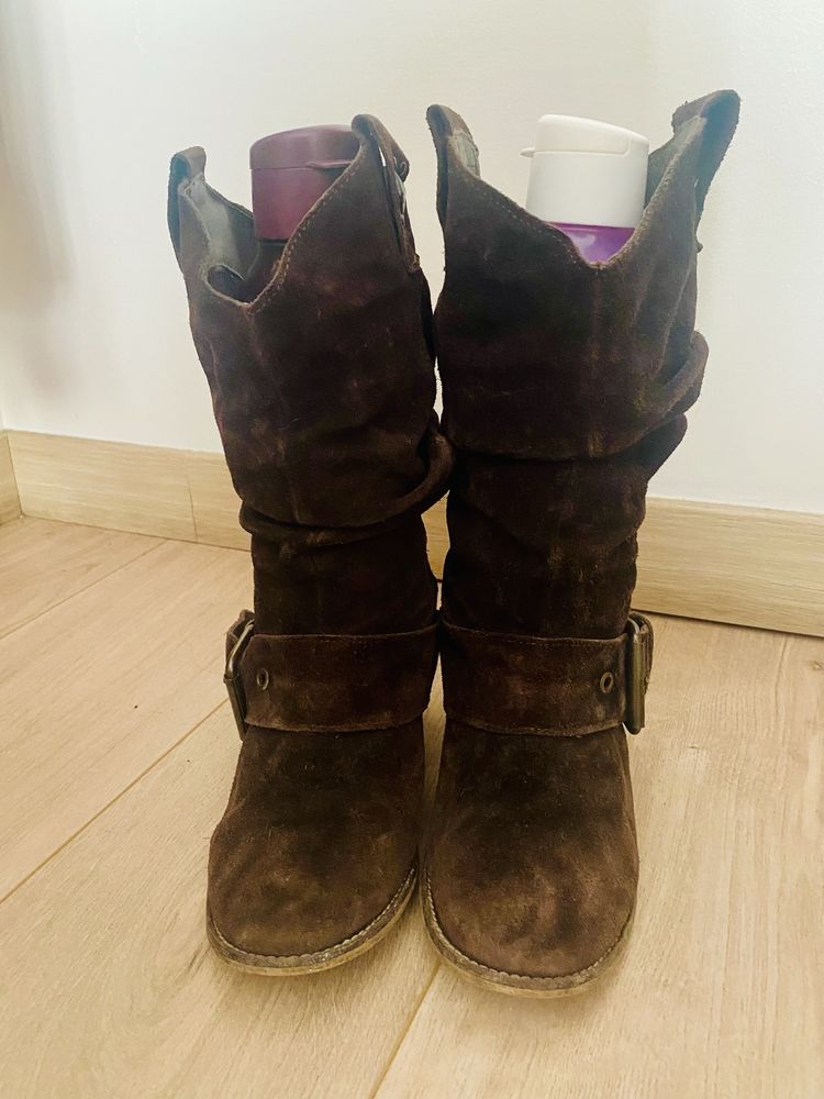 Botas texanas camurça castanha