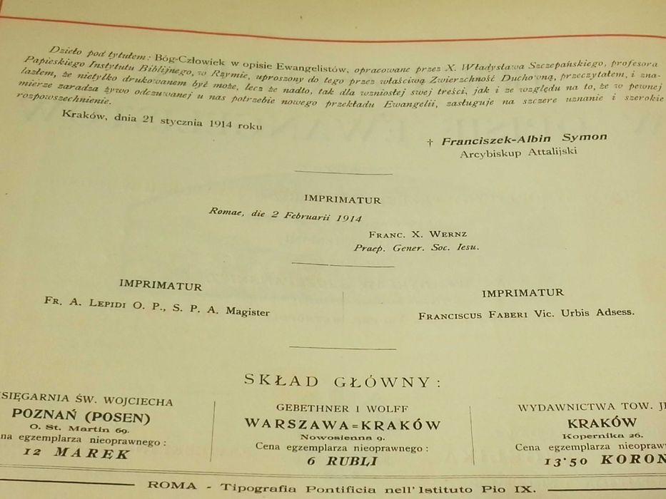 Lombardowski. Bóg-Człowiek w opisie Ewangelistów 1914r.