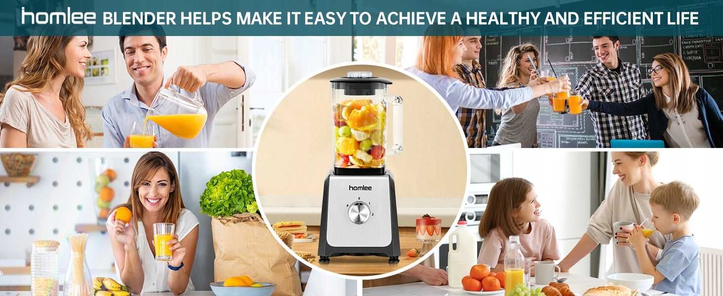 Blender-mikser stojący 1200W z funkcja pulsu, 1,6 l, szklany pojemnik