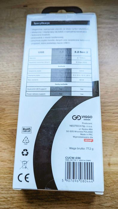 Kabel VIGGO DESIGN USB - USB-C 3m Czarny