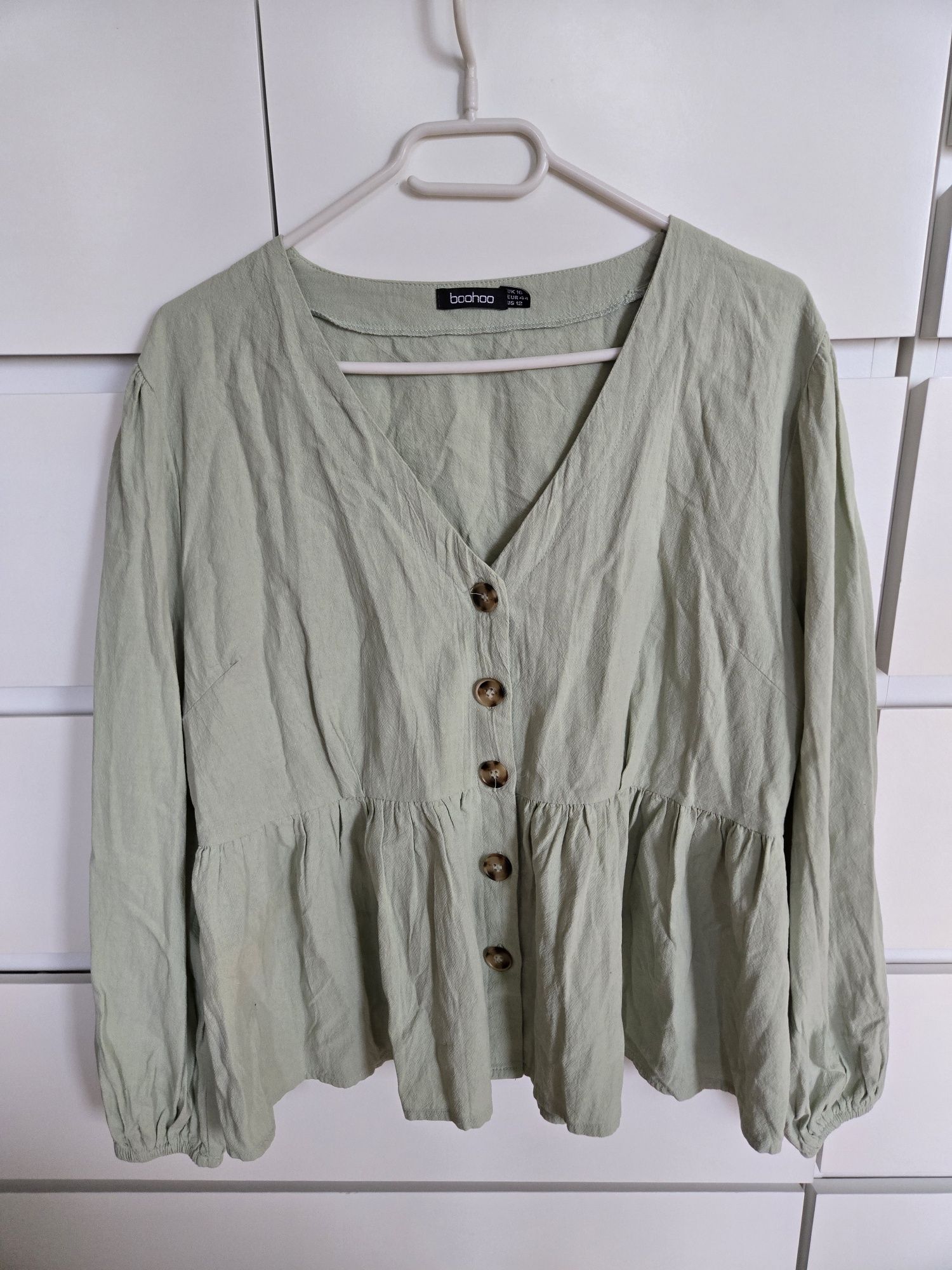 Bluzka baskinka, kolor pistacjowy, r. 40, BOOHOO