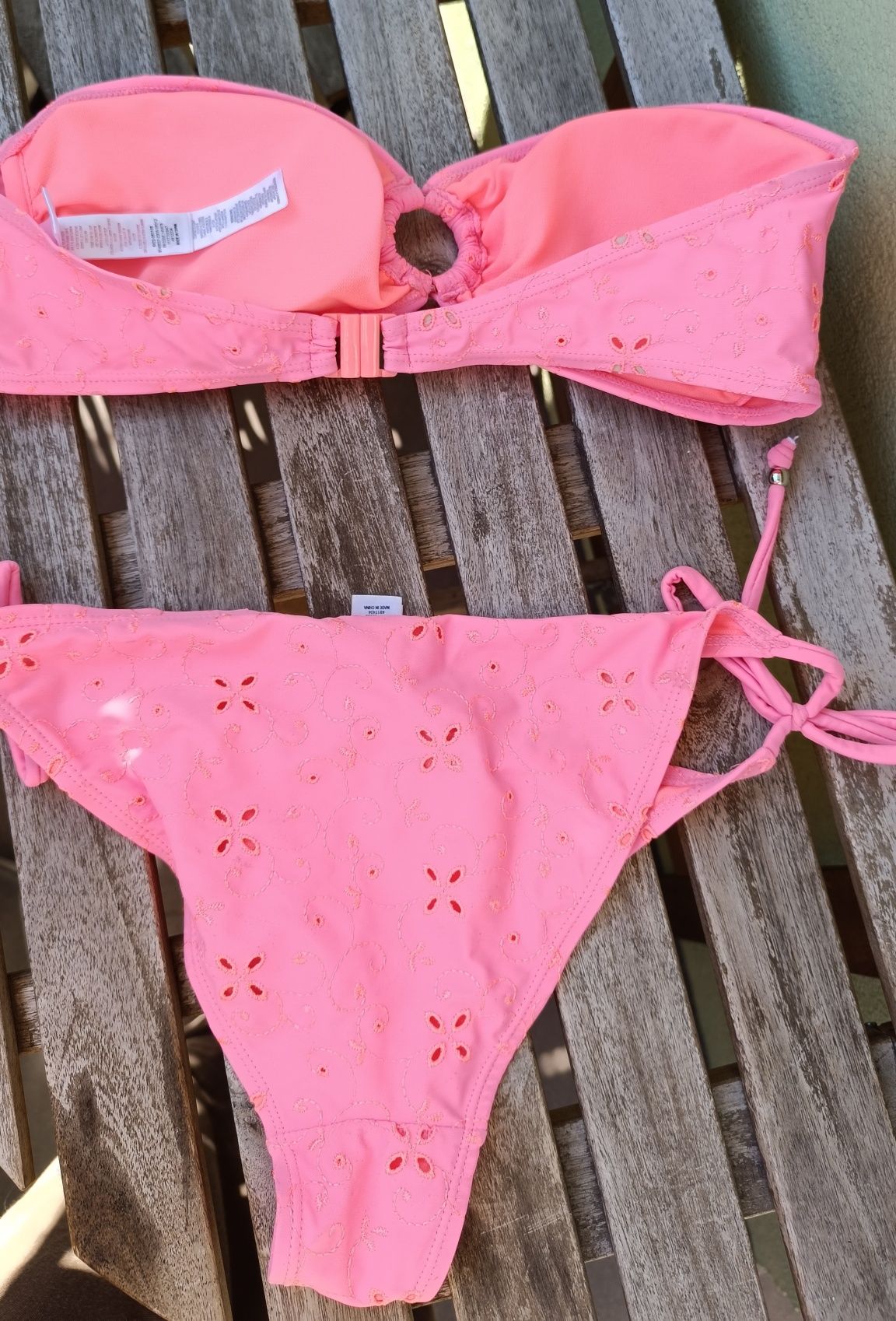 Strój kąpielowy damski Primark ażurek neonowy róż