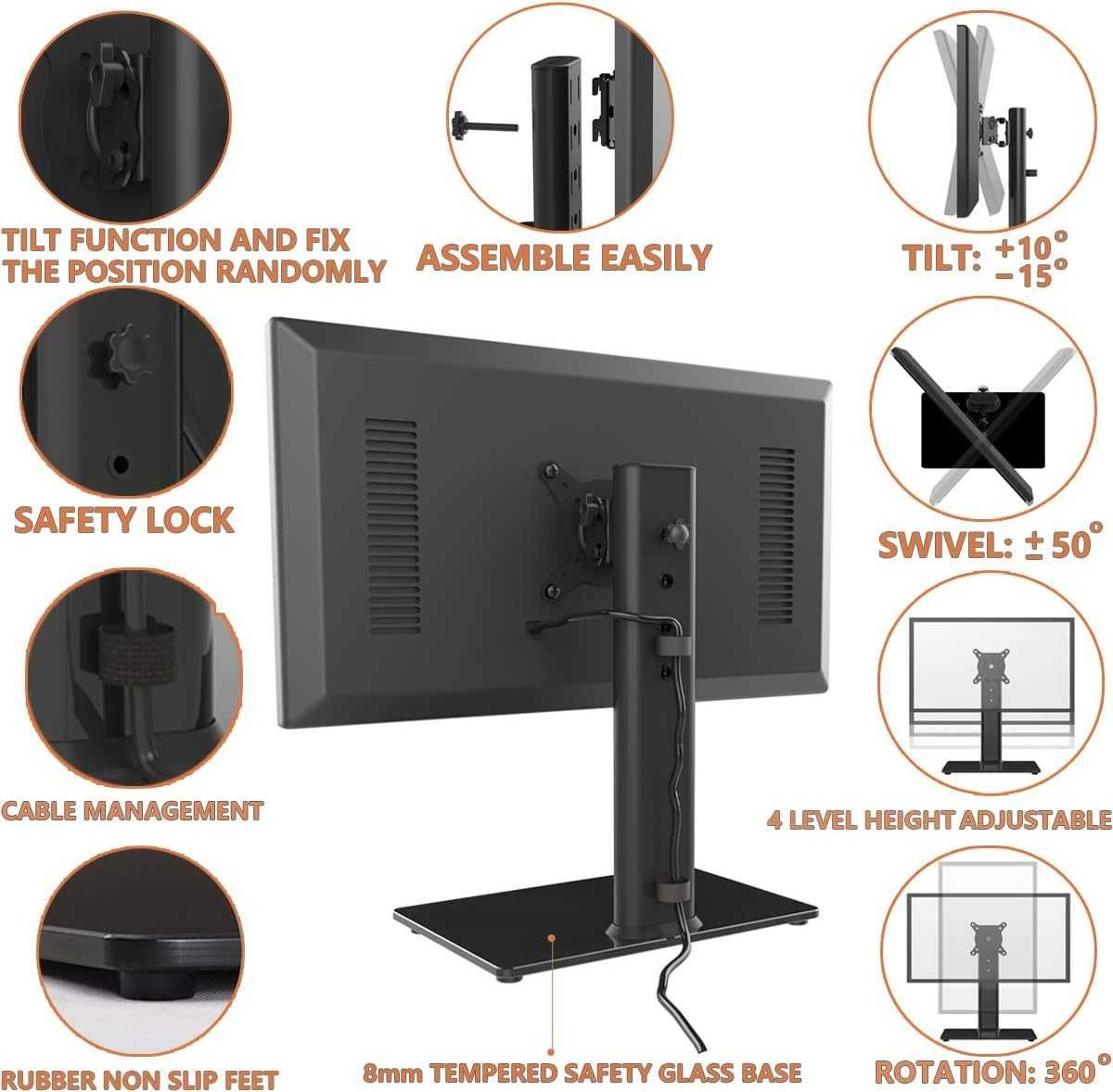 suporte vertical p LCD ecrã TV 13/32" c rotação, altura até 35 kg