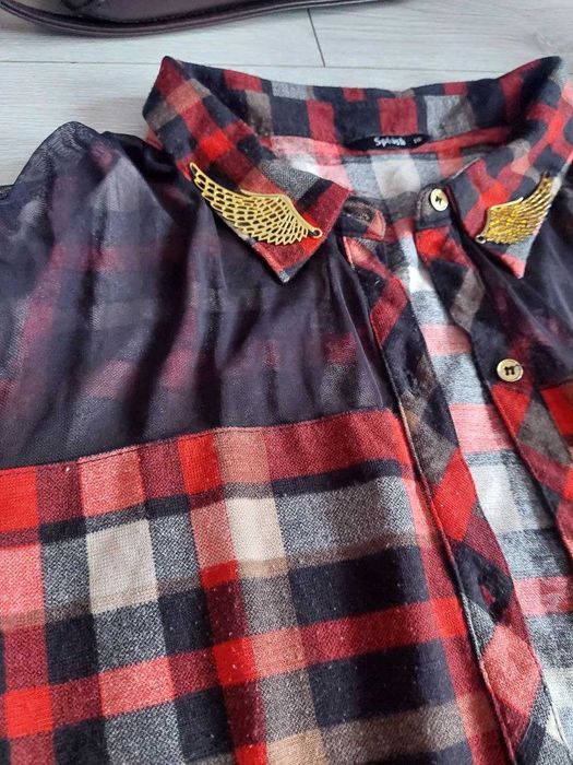 Рубашка в клітинку. Жіноча подовжена