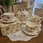 Ceramiczna filiżanka Duo jak Bolesławiec czajnik róża chodzież cukier