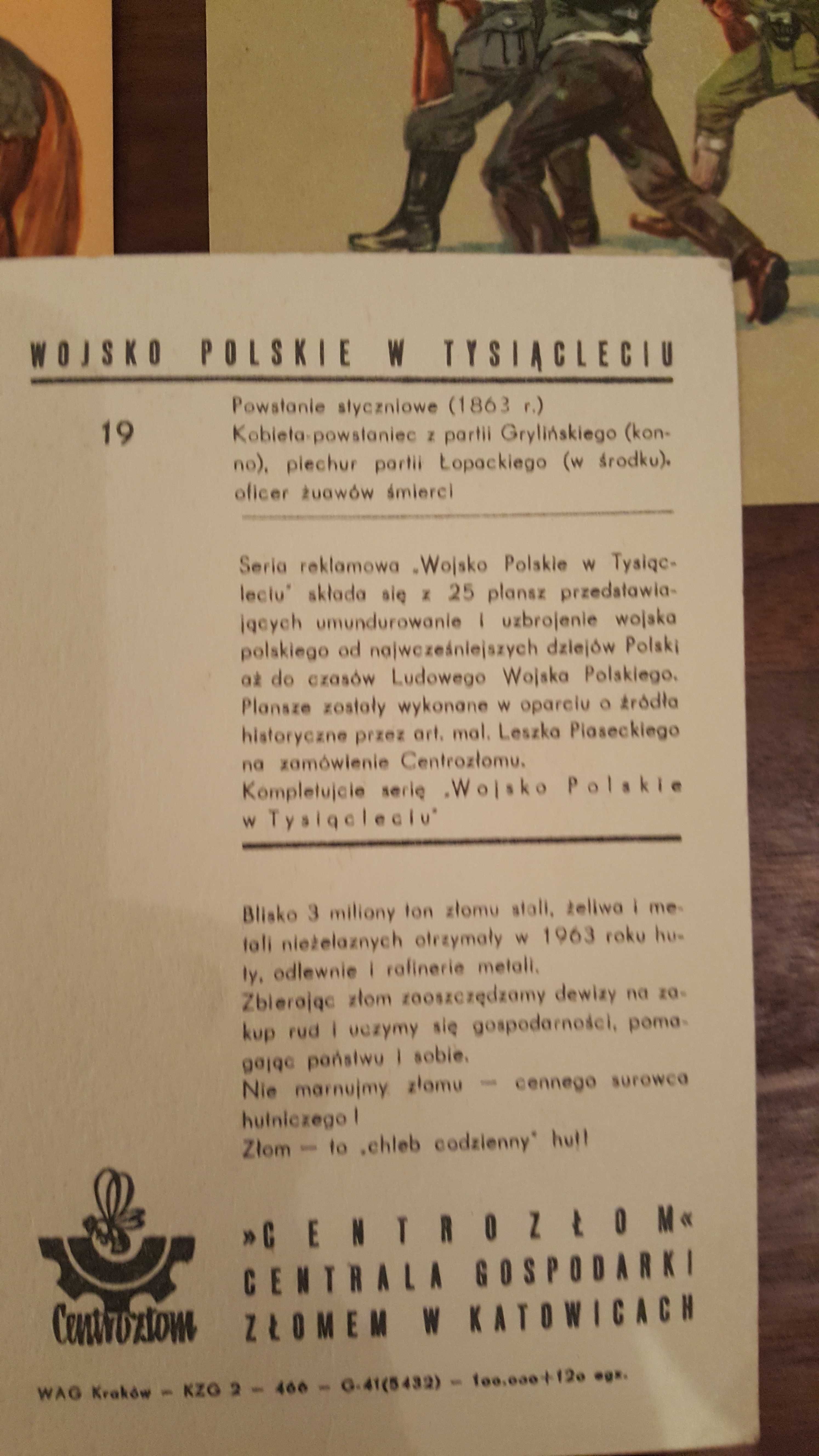 Wojsko Polskie w Tysiącleciu komplet kart 25 szt. unikat! Centrozłom