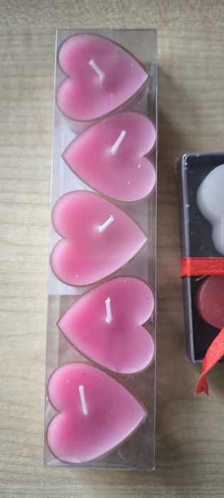 Świeczki tealight serduszka serca walentynki różowe czerwone nowe