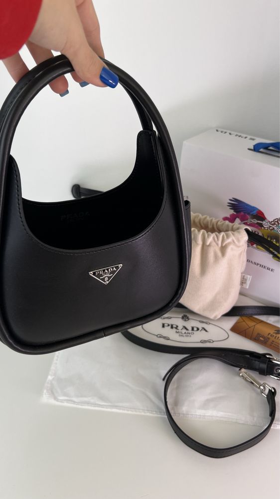Luksusowa torebka kuferek damska Prada czarna Premium wersja w pudełku