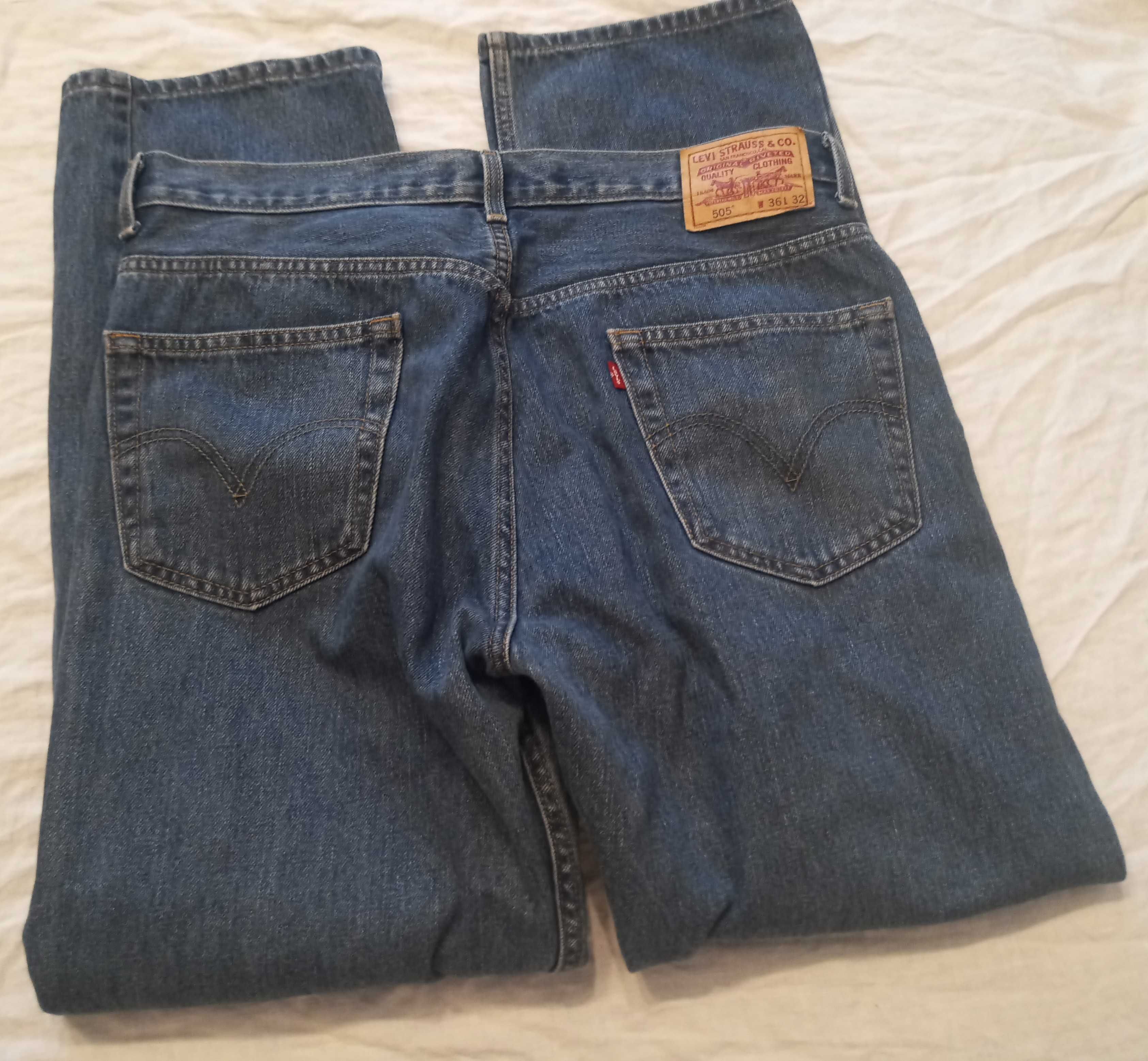 Levis 505 spodnie męskie jeansy szerokie Blue W36 L32