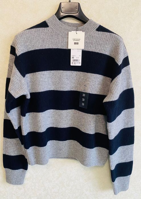 Джемпер Uniqlo Lambswool 100% вовна Crew Neck, розмір XS, сіро-синій