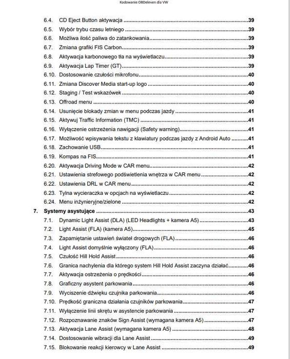 FULL ZESZYT KODOWAŃ dla VCDS VCP ObdEleven Pro VW Audi Skoda Seat PL
