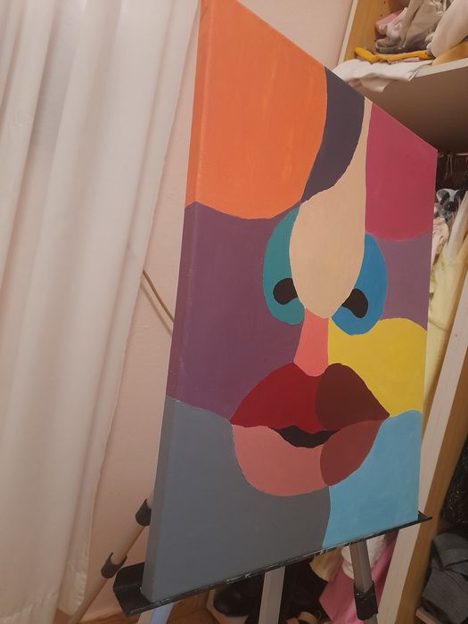 Pintura abstrata acrilica feita a mão