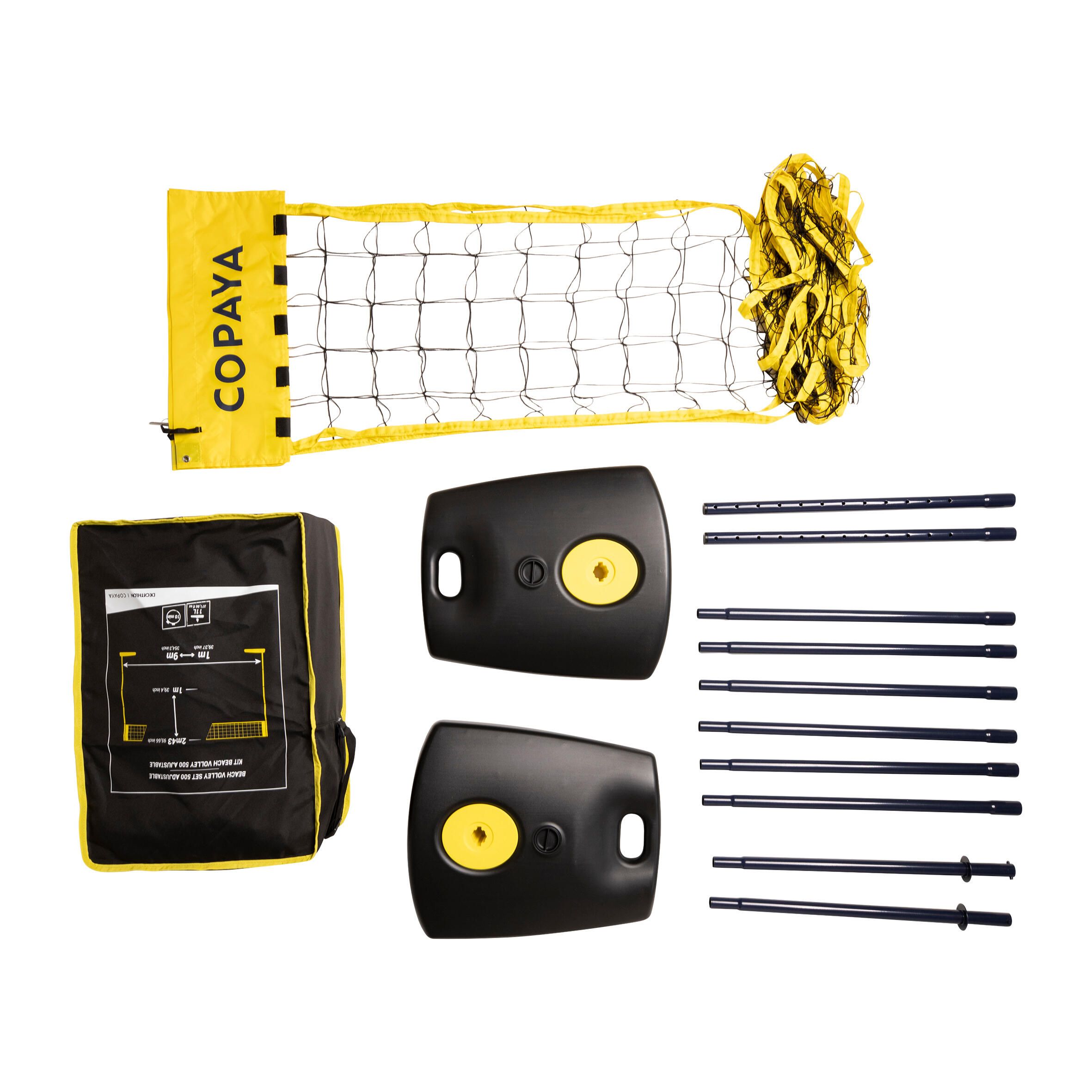 Rede e Postes Voleibol de Praia BV500 Ajustáveis Amarelo