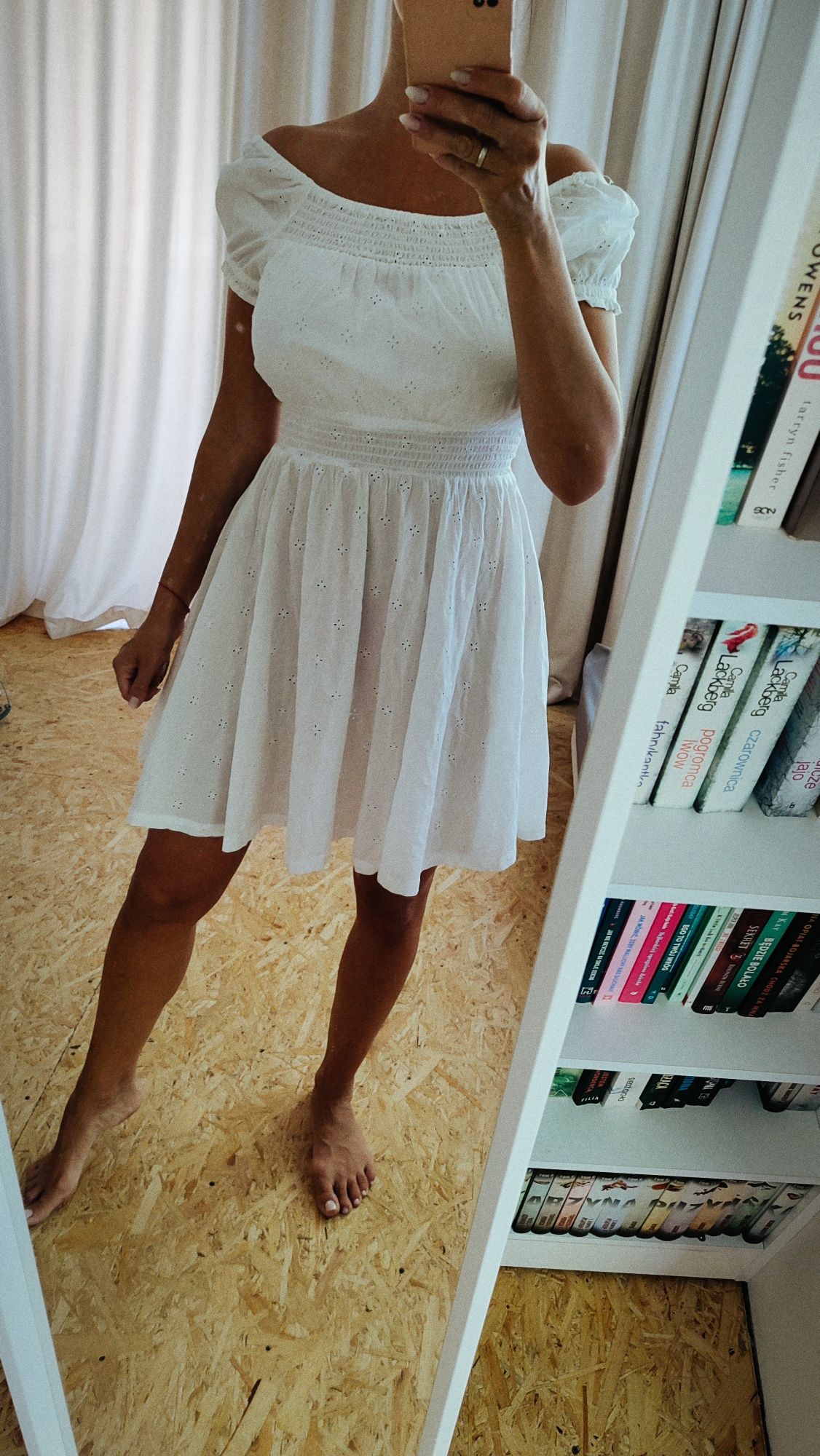 Sukienka zwiewna letnia ażurowa h&m wakacyjna 36/S 38/M