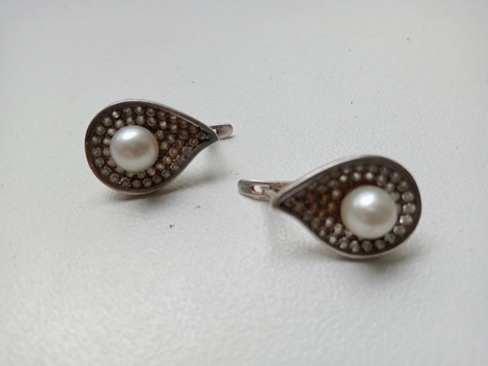 сережки срібні з перлами кюз