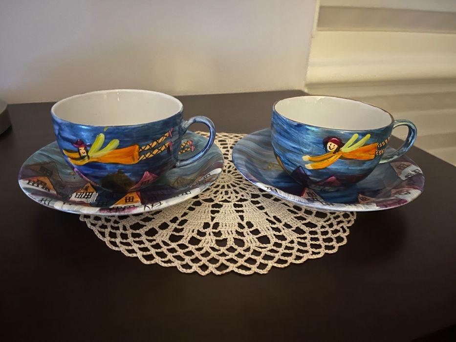 Filiżanki ręcznie malowane - anioły