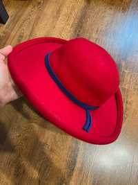 Czerwony kapelusz damski 100% wełny idealny prezent