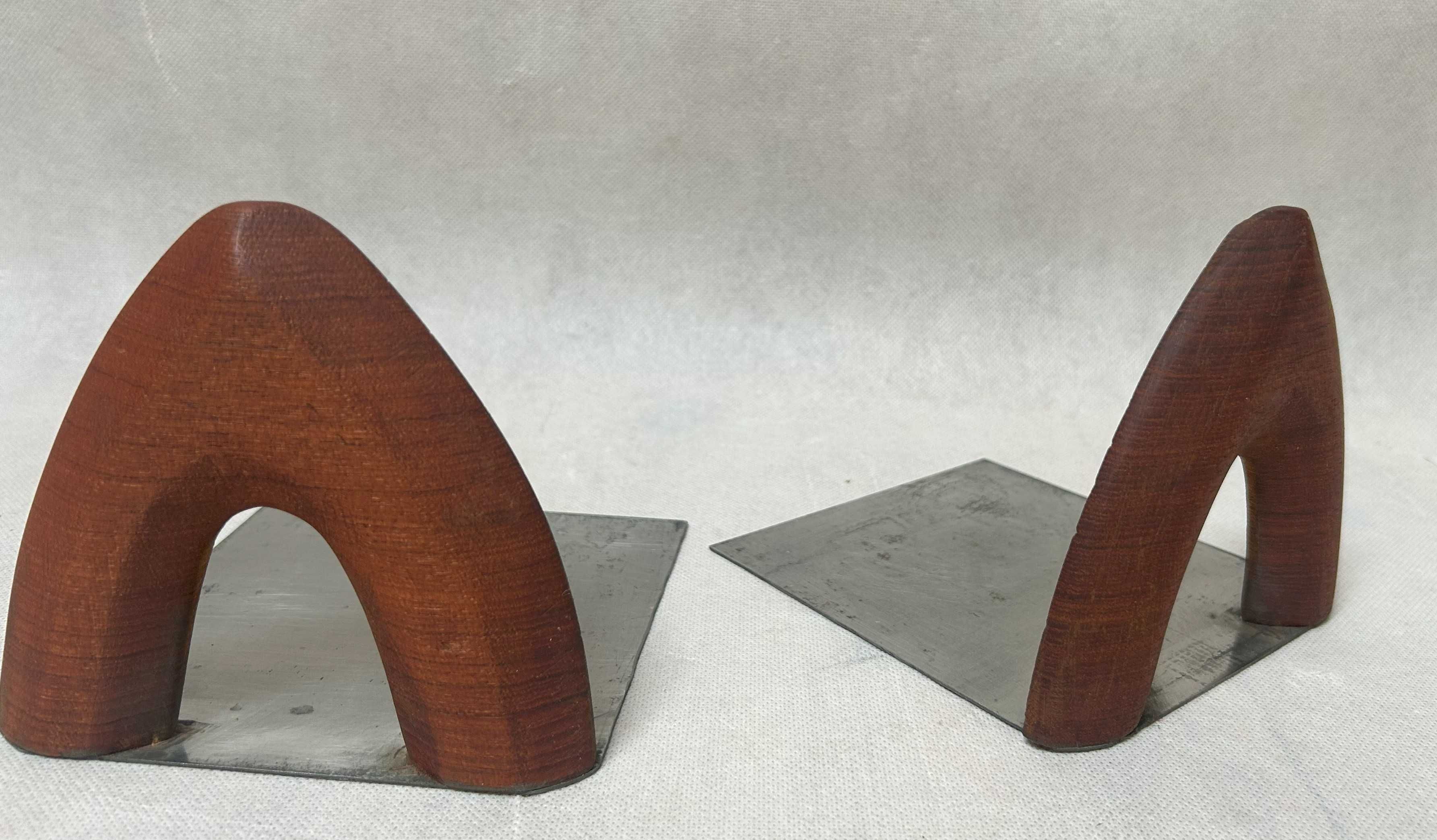 Tekowe podpórki do książek vintage design lata 60