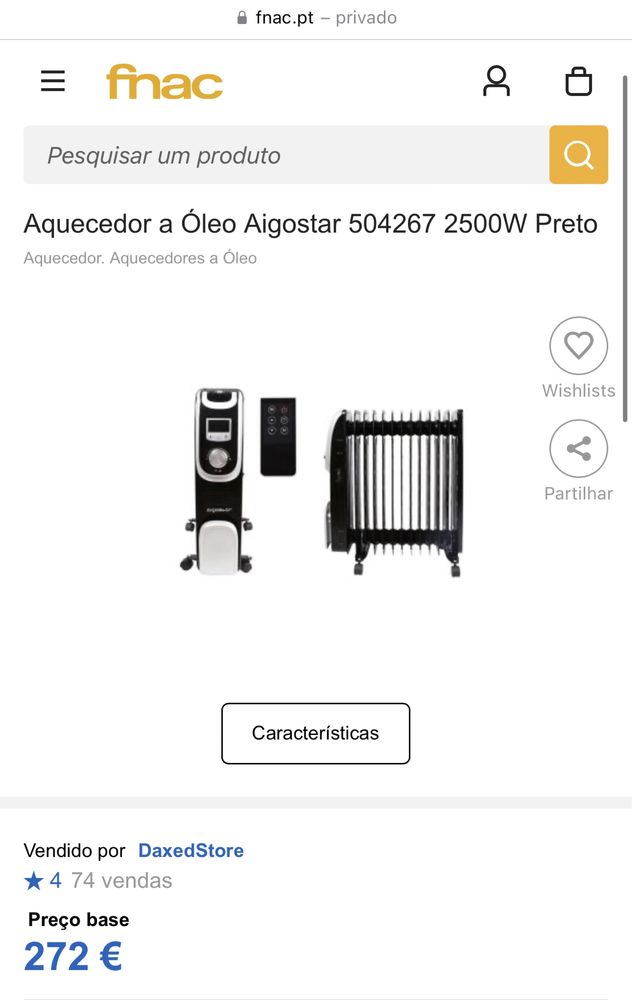 Aquecedor a Óleo Aigostar 2500W 13 Elementos com Painel e Comando