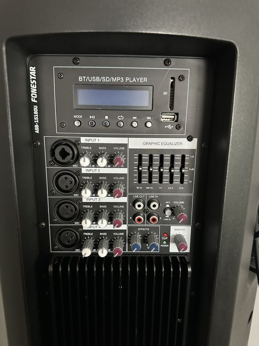 Coluna Som Amplificada FoneStar 15180U + Mesa Som + Microfone sem Fios