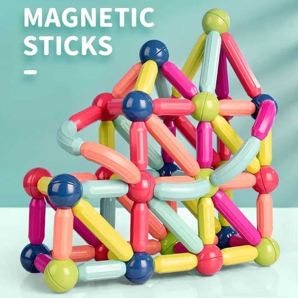 Детский магнитный 3d конструктор магнитные палочки и шарики 64 детали
