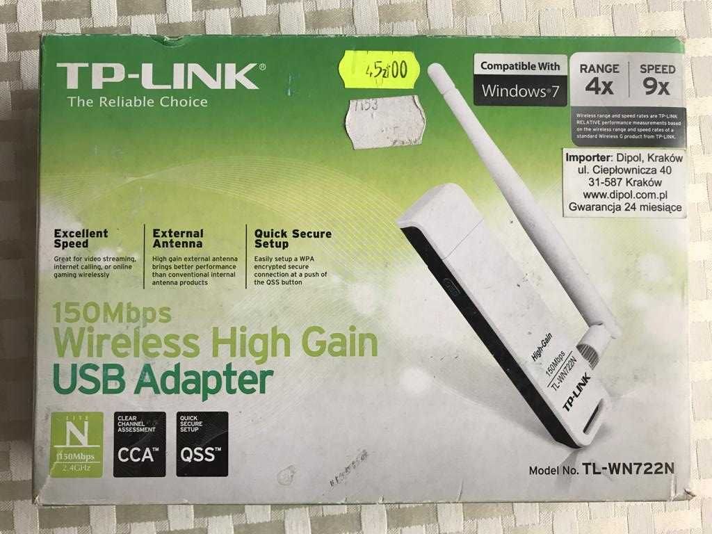 Karta Sieciowa TP-Link TL-WN722N, usb WIFI 150Mbps do internetu.