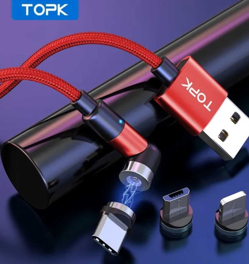 Magnetyczny kabel ładujący 540 stopni TOPK Micro USB C Light 1m