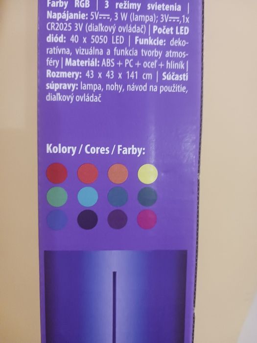 Narożna lampa podłogowa led RGB z pilotem / 141 cm / nowa