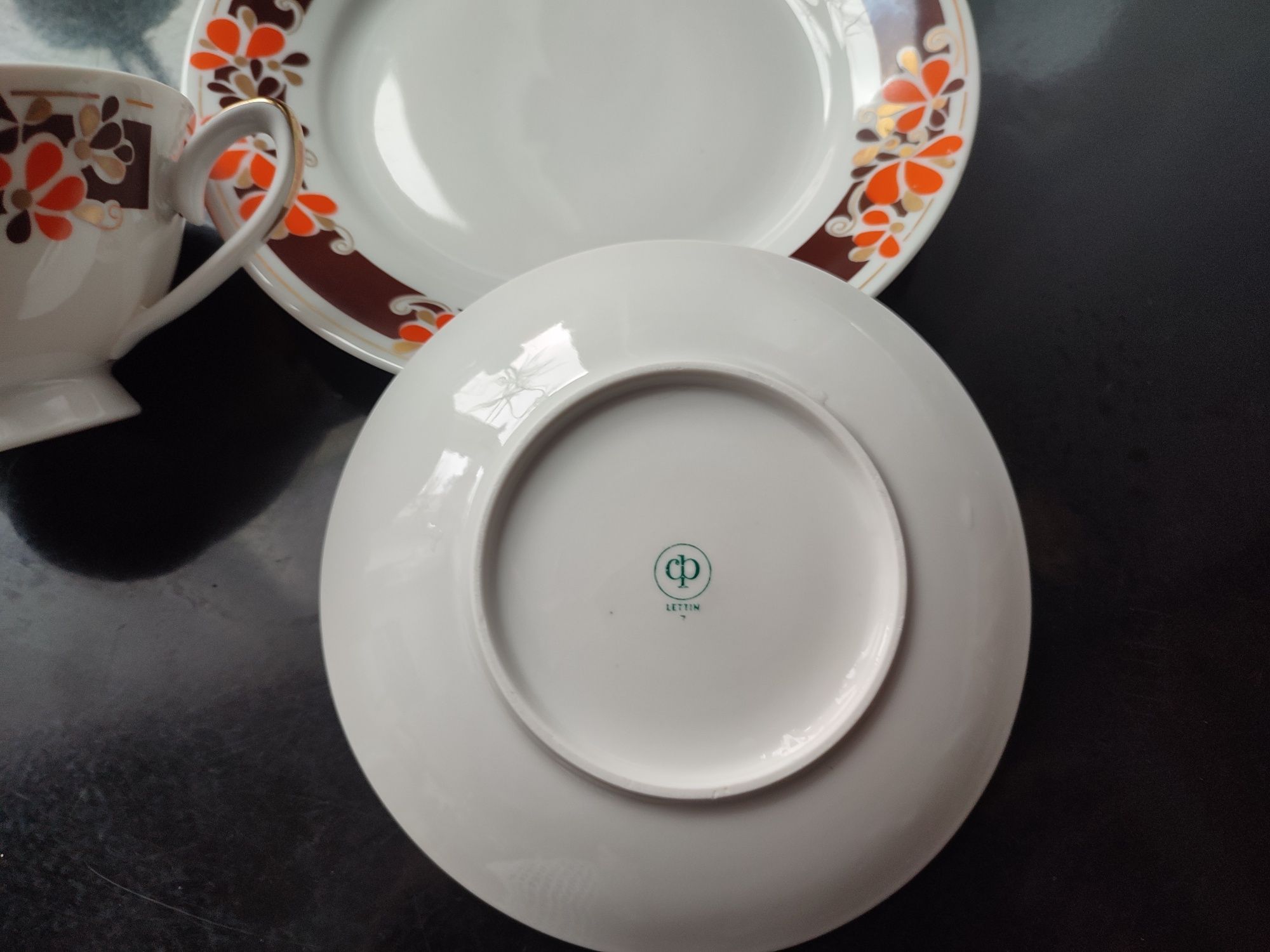 Śliczne stare trio porcelana Lettin