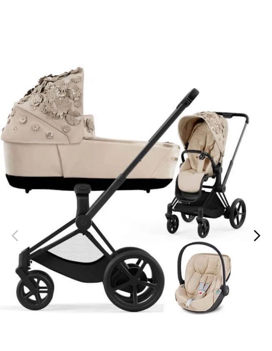 Cyber Priam 4.0 Simply Flowers Beżowy 3w1 , rama Matt black