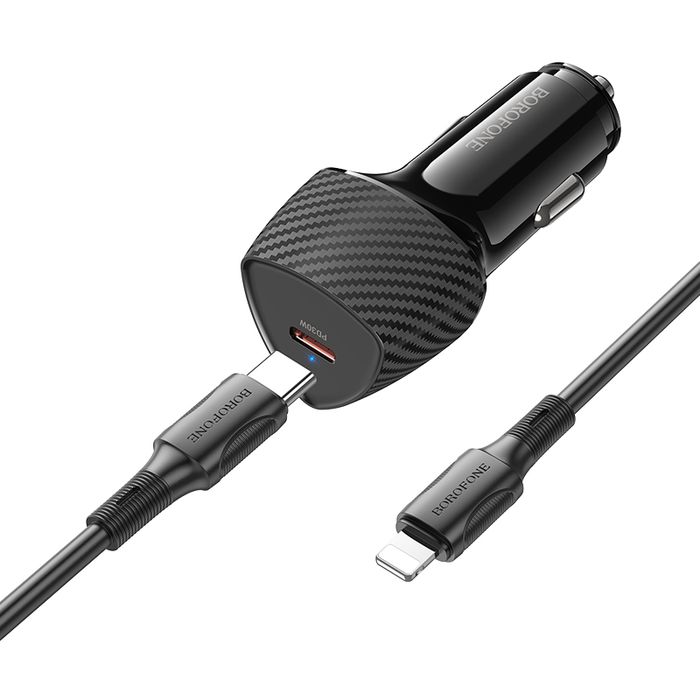Borofone Ładowarka samochodowa BZ31B Typ C PD 30W z kablem czarna