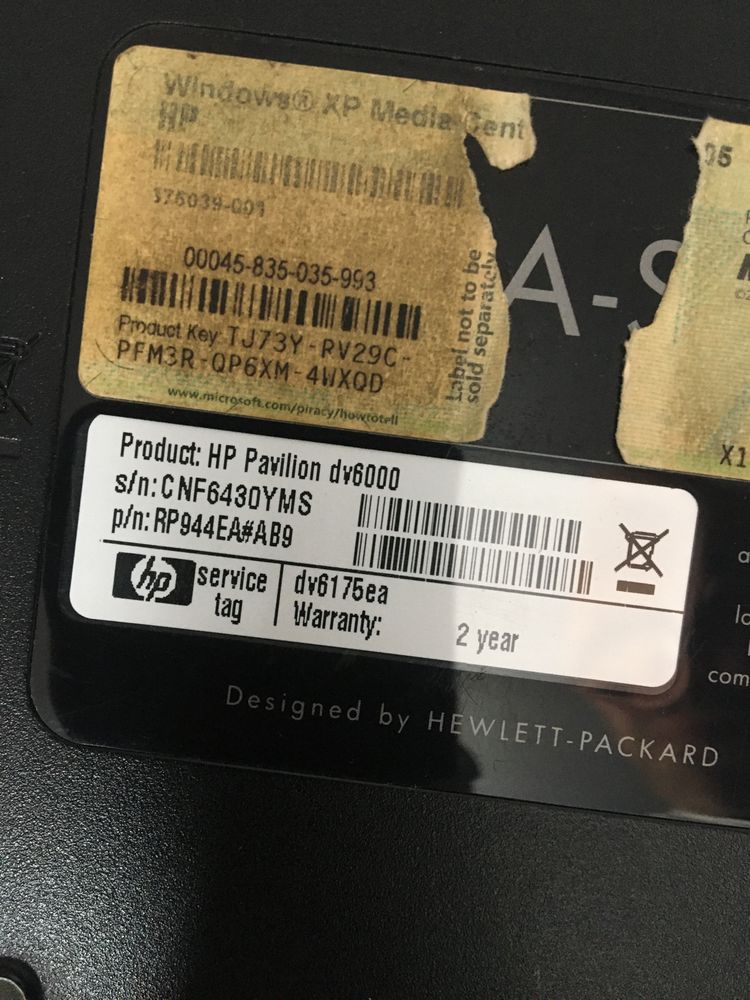 Portátil Hp dv6175ea só para peças