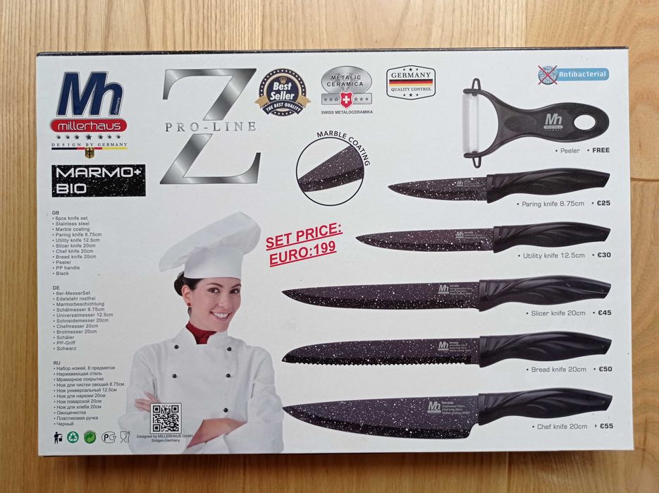 Zestaw 5 szt. noży Millerhaus + obieraczka