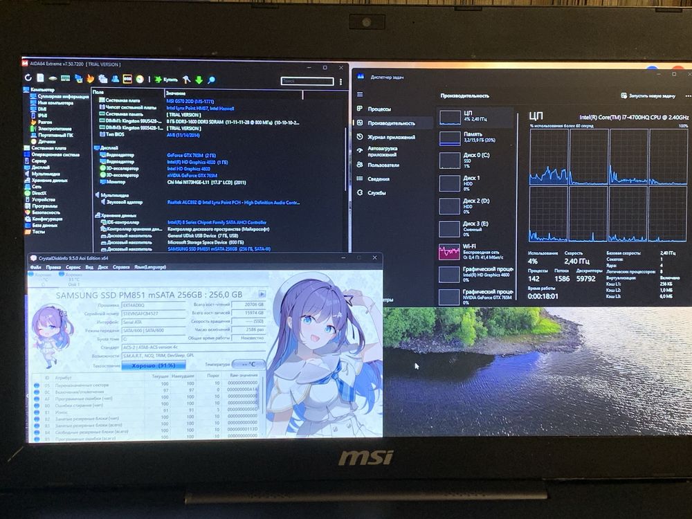 Ігровий MSI GS70 Stealth i7-4700HQ /GTX 765M/Intel HD4600/SSD256/1TB
