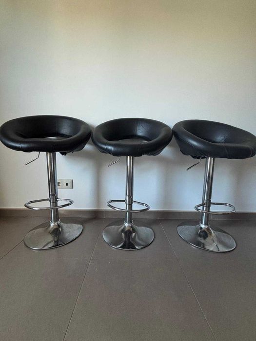 Conjunto 3 Bancos de Bar Altura Regulável
