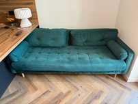Sofa kanapa welurowa rozkładana butelkowa zieleń Agata Meble 217cm