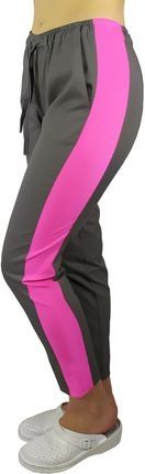 Komplet medyczny szary z różowym lampasem, rozmiar 4XL