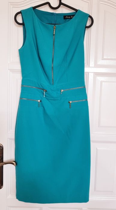 Turkusowa, ołówkowa sukienka Pretty Girl XS