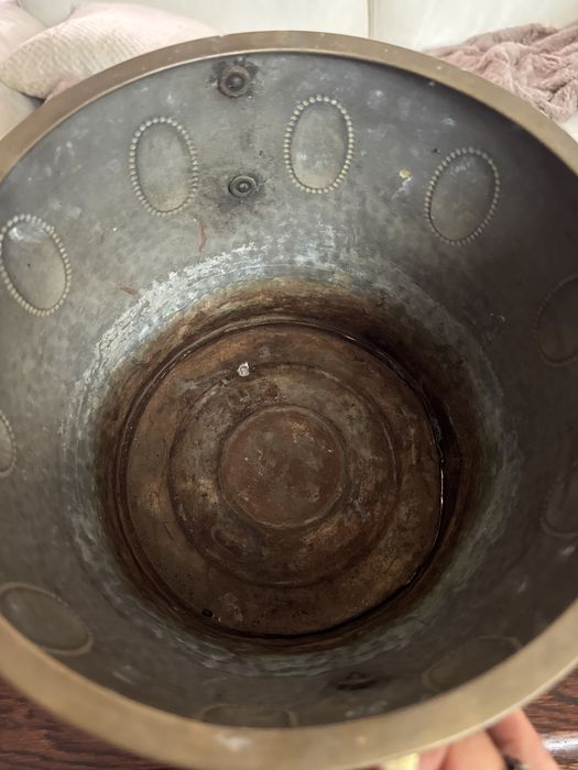 Stara mosięzna doniczka donica odsłonka na doniczke handmade